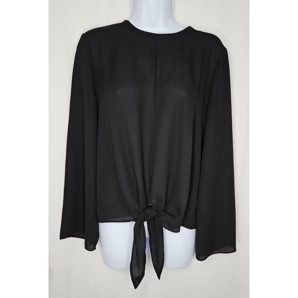 Madewell‎ Womens Lightweight Black Tie Front Open Back Blouse Size Medium
